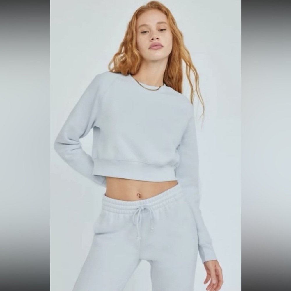 Aritzia Light Blue Cropped Sweatshirt & Joggers Set